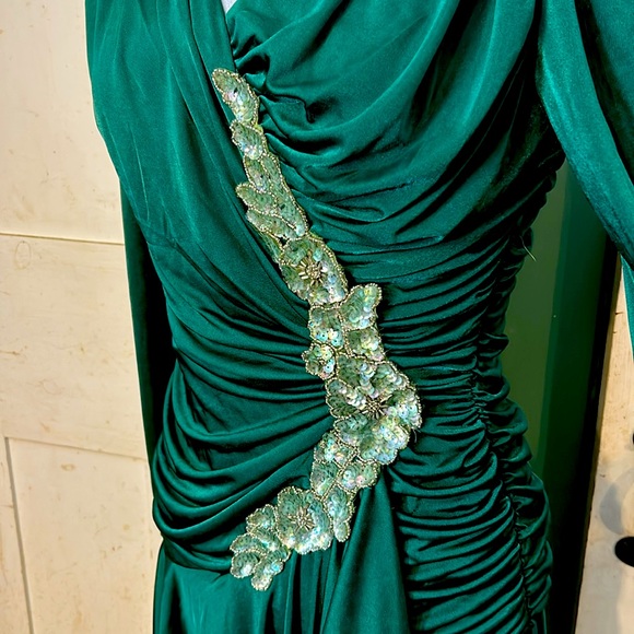 EC Vintage Filigree Heavily Rucked 80s Cocktail Dress Retro Mobwife Elegant Y2K - Picture 4 of 8